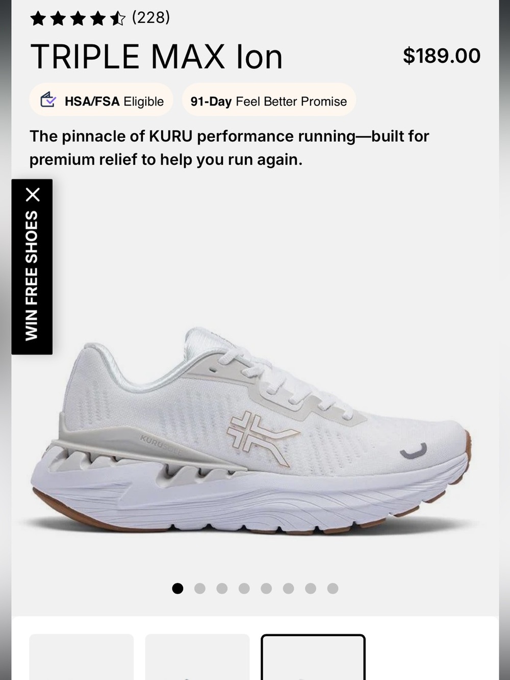 KURU Women’s Triple Max Running Shoe — White with Tan Accent NWOT - Picture 4 of 12